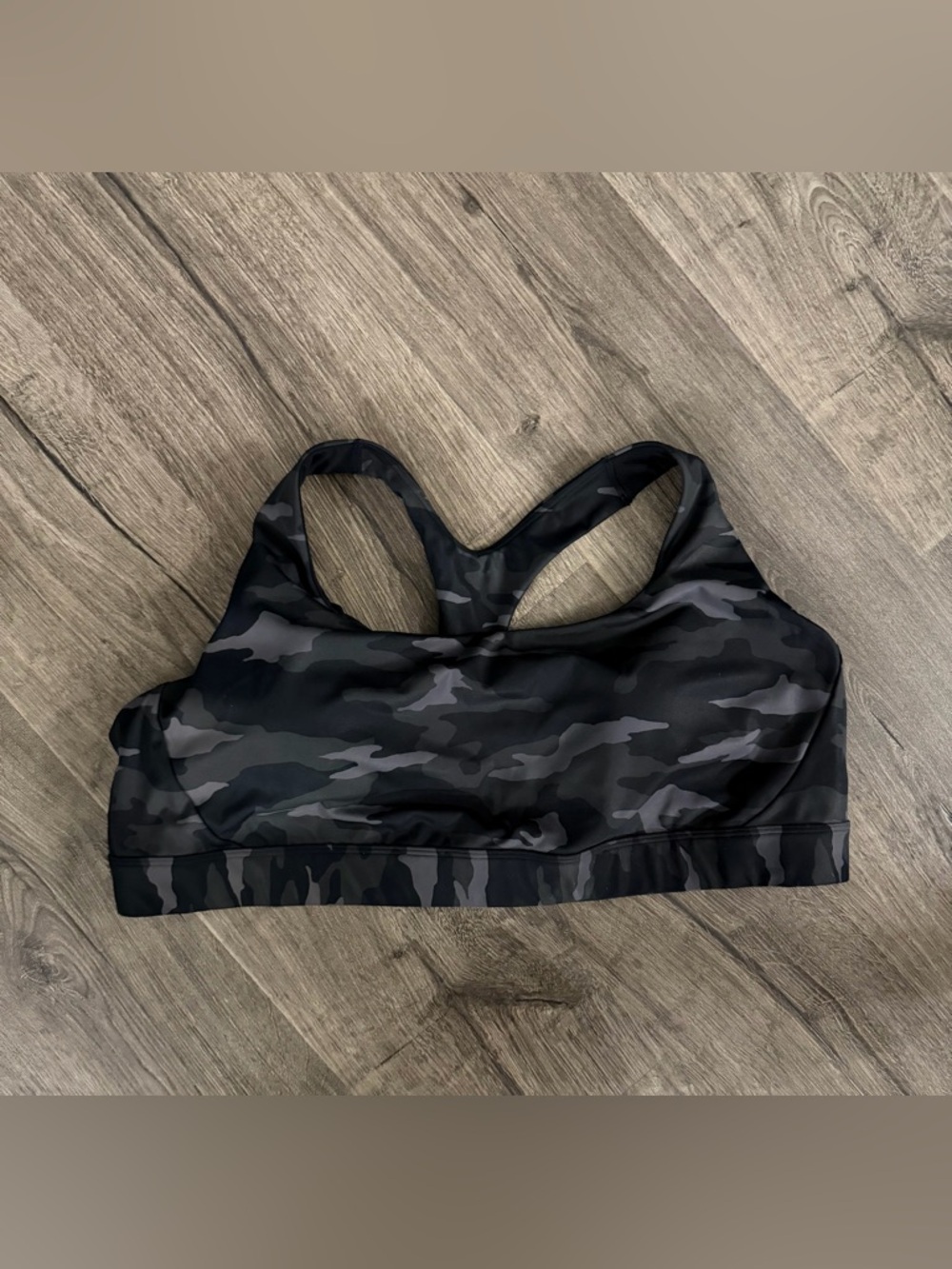 Athleta Black Camo Racerback Sports Bra - Picture 2 of 4